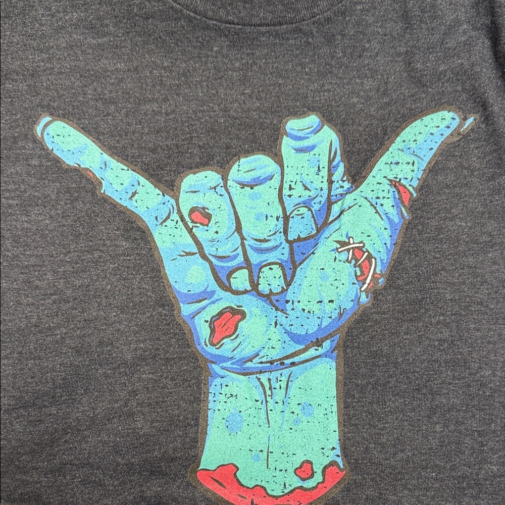 Graphic Tee with Zombie Hand Design